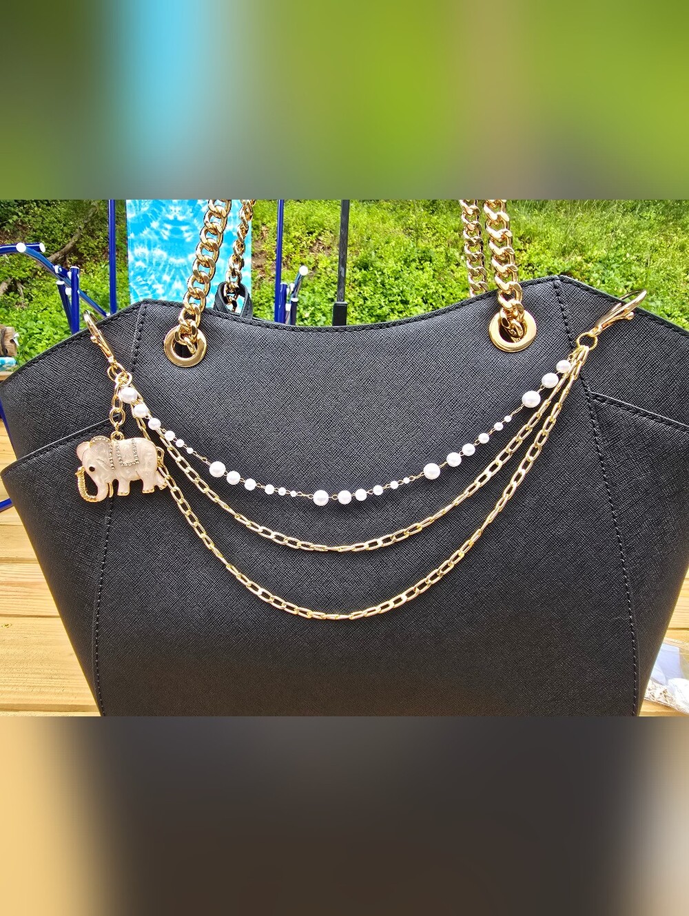 Elephants And Pearls Bag Charm Chain Belt